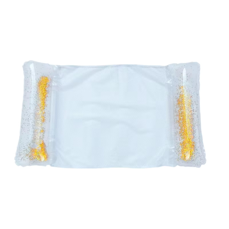 Aufblasbarer Luft-Hängesessel aus transparentem PVC mit Gold-Glitzer-Pailletten für Pool und Erholung - Bild 2