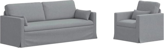 vidaXL Sofa 2-teilig Hellgrau mit Stoffbezug und Metallrahmen B/T/H: 198 x 78 x 80 cm - Bild 1