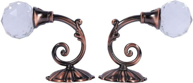 2er Set Metall Kristallglas Vorhanghalter Wandaufhänger in Rotbronze und Weiß von KONNWEI - Bild 1