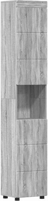vidaXL Badezimmerschrank-Set TULUM in Grau Sonoma, modern mit Schranktüren und offenen Regalfächern, B: 37 cm, T: 31,5 cm, H: 203 cm - Bild 1