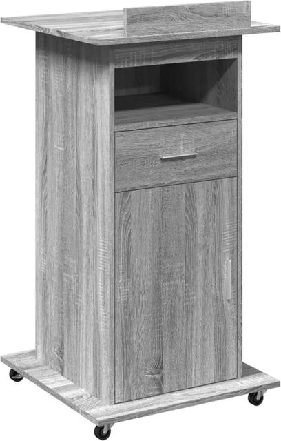vidaXL Rednerpult mit Rollen und Schublade in Grau Sonoma, B/T/H: 55 x 55 x 107 cm - Bild 1