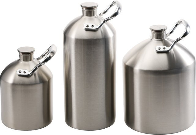Shark Edelstahl Mini Bierfass mit Einhandgriff und Schraubverschluss, Silber, 2 l oder 5 l - Bild 1