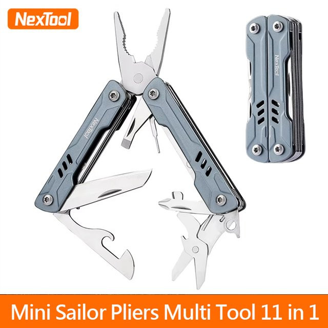 NEXTOOL S11 11-in-1 Mini-Multitool in Schwarz mit Taschenmesser, Schere und Drahtschneider für Outdoor-Aktivitäten - Bild 1