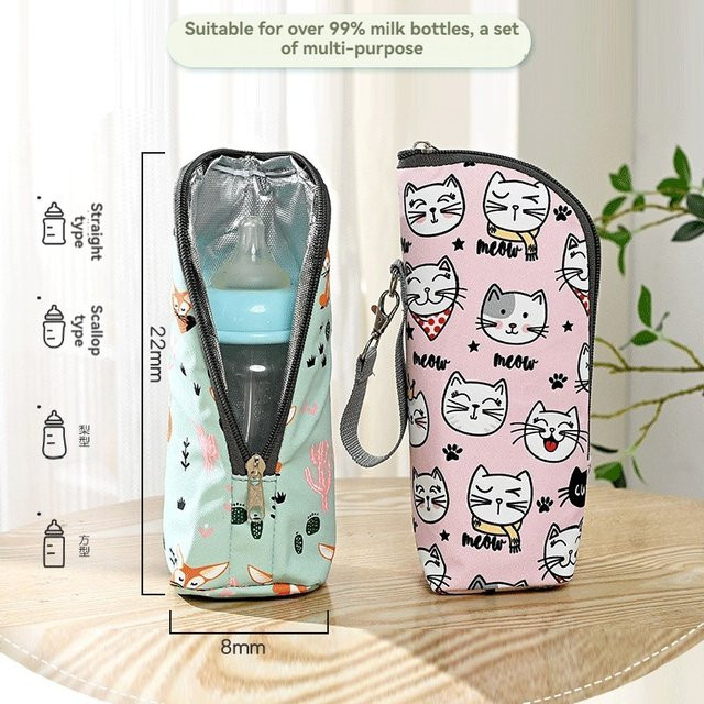 Isolierte Babyflaschen Tasche mit modernem Muster in Beige und Multicolour für die unterwegs unterwegs Nutzung - Bild 1
