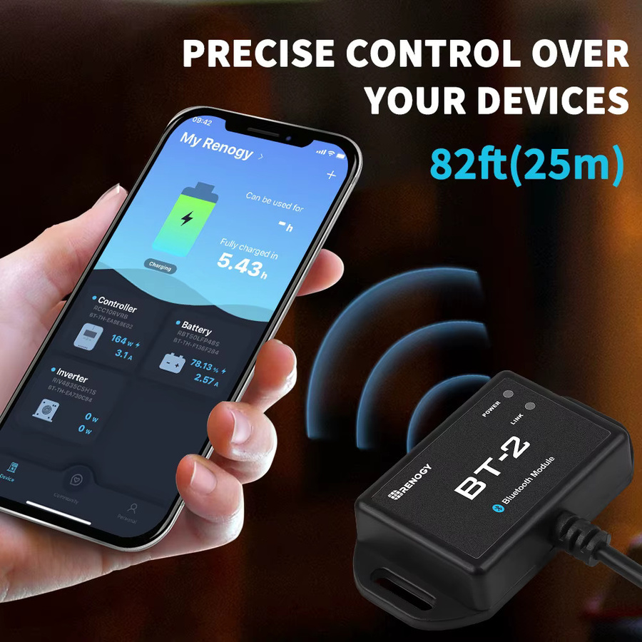 Renogy BT-2 Bluetooth-Modul mit RJ45-Anschluss in Schwarz zur drahtlosen Echtzeit-Überwachung - Bild 4