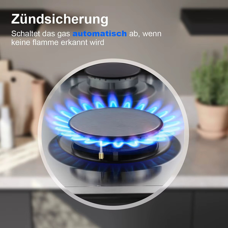 TopStrong Gaskochfeld aus Edelstahl in Silber mit automatischem Flammschutz, Dual Fuel für Erdgas und Propan, 2400W - Bild 4