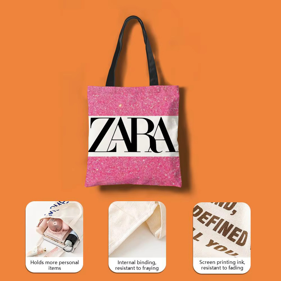 Zara Brand Singer Einkaufstasche aus Canvas in Schwarz B/H/T: 30 x 35 x 30 cm - Bild 4