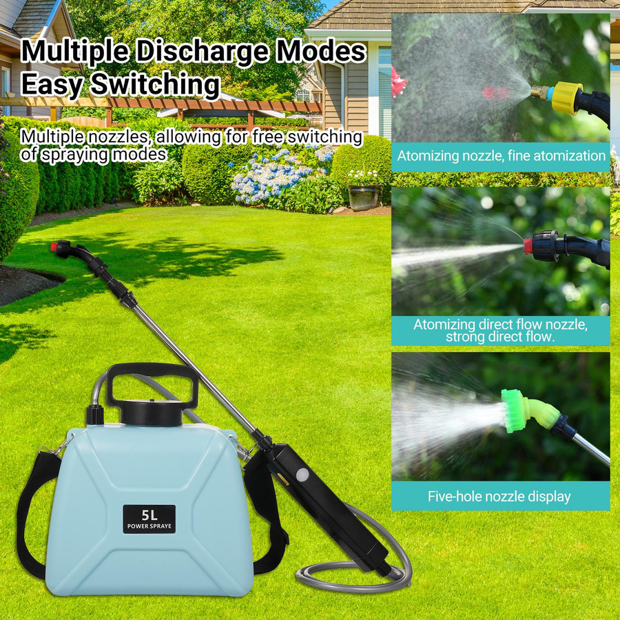 TOMTOP JMS Elektrische Garten-Sprühgerät Handheld Sprayer mit Akku, USB aufladbar, Blau - Bild 3