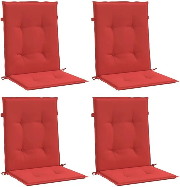 vidaXL Gartenstuhlauflagen für Niedriglehner, 4 Stück, Rot, B/T/H: 100 x 50 x 3 cm, wasserabweisendes Oxford-Gewebe - Bild 1