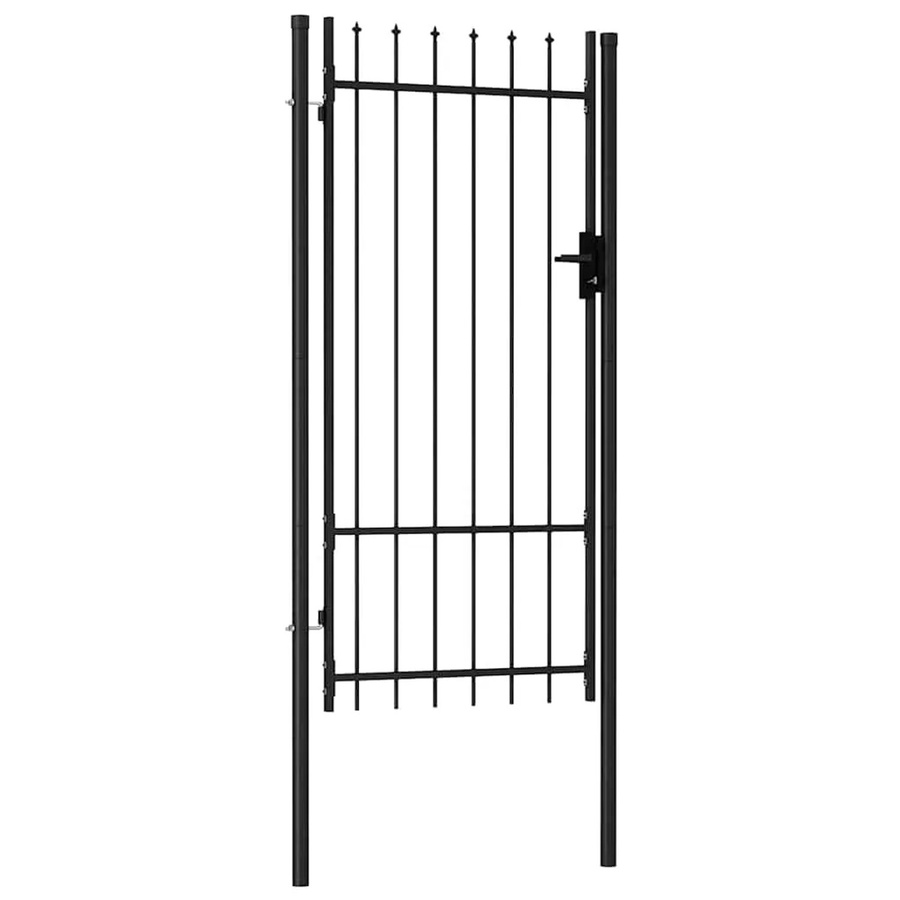 vidaXL Zauntor Einzelflügel aus Stahl mit Speerspitzen in Schwarz, B: 100 cm, H: 200 cm - Bild 2