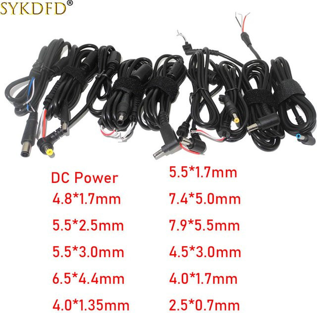 SYKDFD DC Stecker Adapter Set für Laptop Ladegeräte in Schwarz mit verschiedenen Maßen: 5,5 x 2,5 mm, 2,1 mm, 4,8 x 1,7 mm, 7,4 x 5,0 mm und 5,0 x 1,7 mm - Bild 1