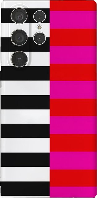 Glänzende Handyhülle mit rosa-schwarzem Streifenmuster für Samsung Galaxy S25 S24 S23 Ultra Plus A35 A55 Hard Cover - Bild 1
