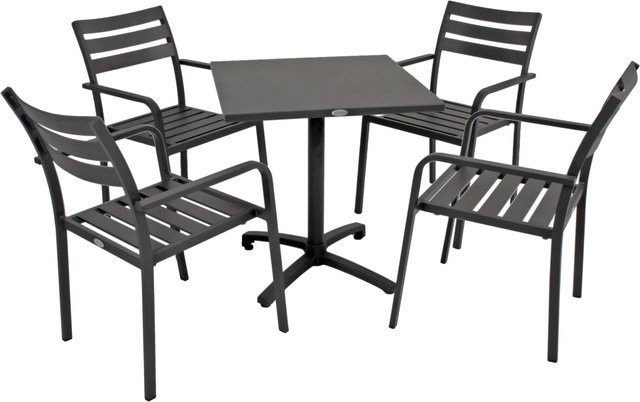 DELUKE Garten-Sitzgruppe WANDA 5-teilige Gartenmöbel-Set aus Aluminium in Schwarz - Bild 1