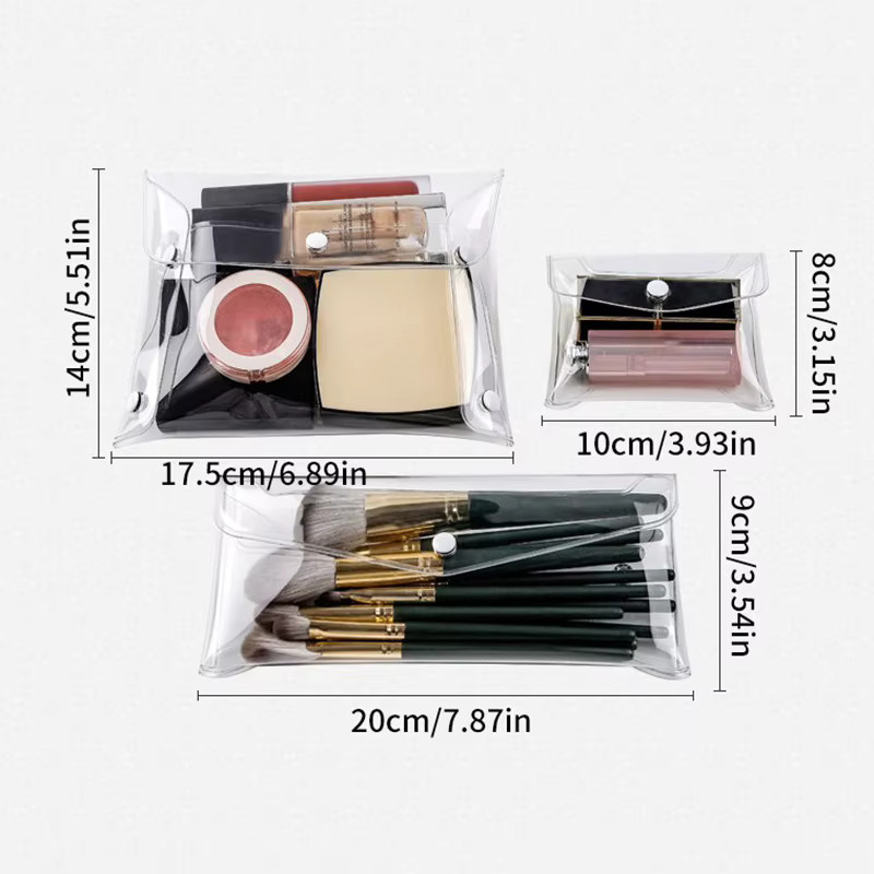 Tragbare transparente Kosmetiktasche aus wasserdichtem PVC als Organizer für Make-up, Pinsel und Schreibwaren - Bild 4