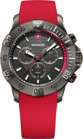 Wenger Chronograph, Herren, Edelstahl, Silikon, 43 mm, 20 ATM