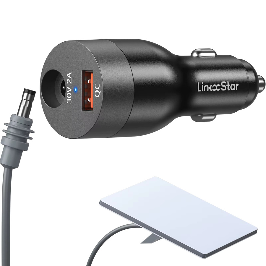 FONKEN 2-in-1 USB-Adapter für Starlink Mini, Autoladegerät für Zigarettenanzünder und Gleichstrom, Spannungserhöhungskabel 30V 2A, Schwarz - Bild 2