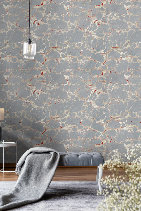 MINDTHEGAP Mural Tapete Marbled Grey in abstrakter Optik aus Vlies, Breite: 52 cm, Höhe: 300 cm - Bild 1