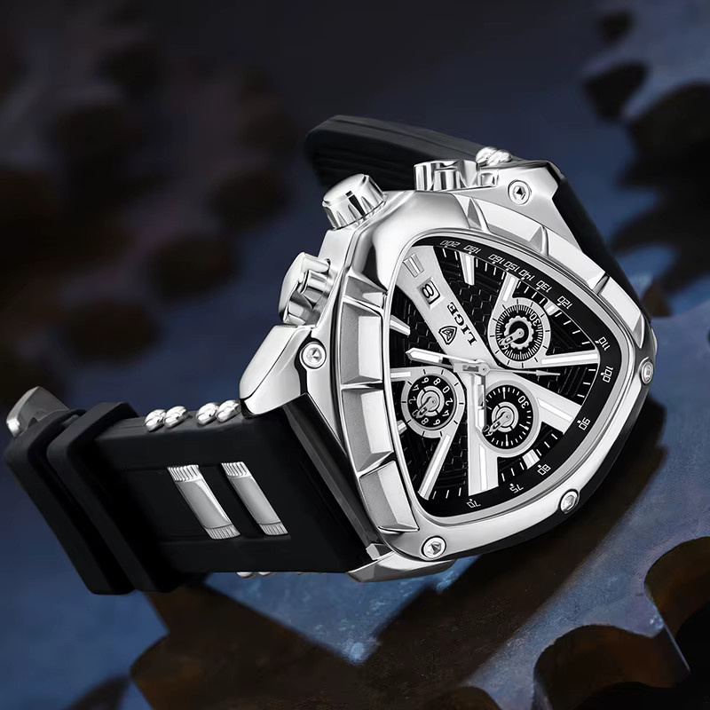 Lige Armbanduhr Chronograph, Quarz, Silikon, Blau, Herren - Bild 6