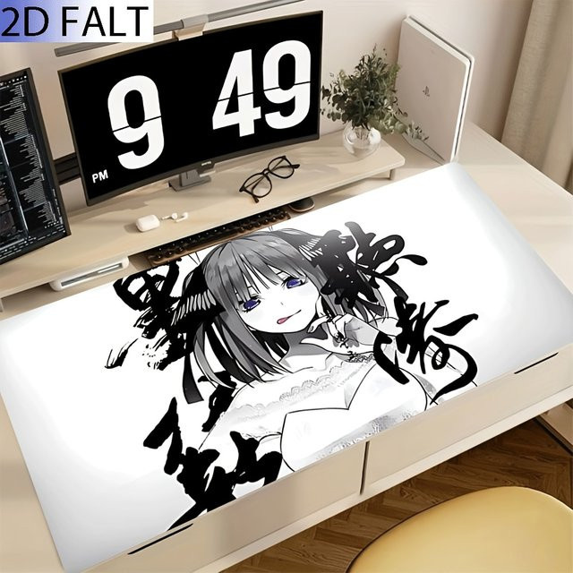 Gaming-Mauspad Schreibtischunterlage mit Anime-Mädchen Motiv in Violett, rutschfest und mit genähten Kanten - Bild 1