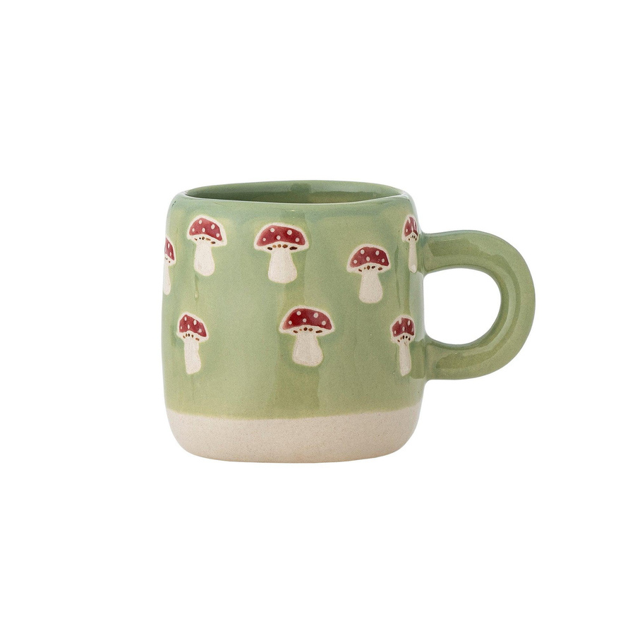 Bloomingville Mini Steingutbecher Millie in Grün mit floralem Design - Bild 1