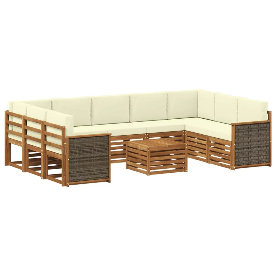 vidaXL Sofagarnitur aus Massivholz Akazie in Beige mit Latten-Design und Armlehnen - Bild 2