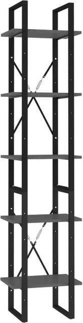 vidaXL Bücherregal im Industrial Design aus Metall und MDF, Grau, B/T/H: 40 x 30 x 175 cm - Bild 1