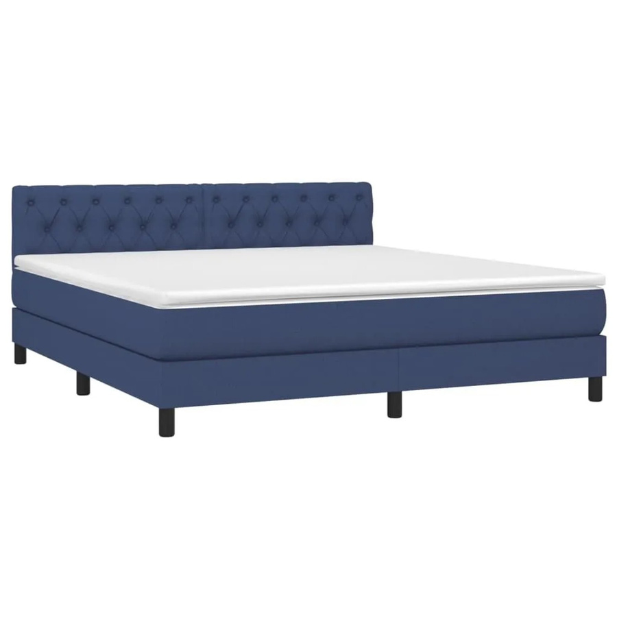vidaXL Boxspringbett mit Matratze in Blau und Weiß, Hybrid-Bett mit LED-Unterbettbeleuchtung und USB-Anschluss, B/T/H: 160 x 78 x 203 cm - Bild 2