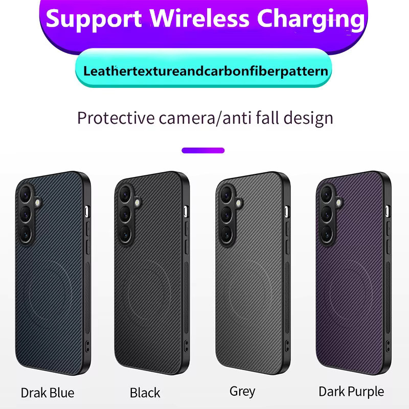 MagSafe Magnetische Drahtlose Lade Schutzhülle aus Carbon Faser für Samsung Galaxy S25FE in Schwarz oder Grau - Bild 6