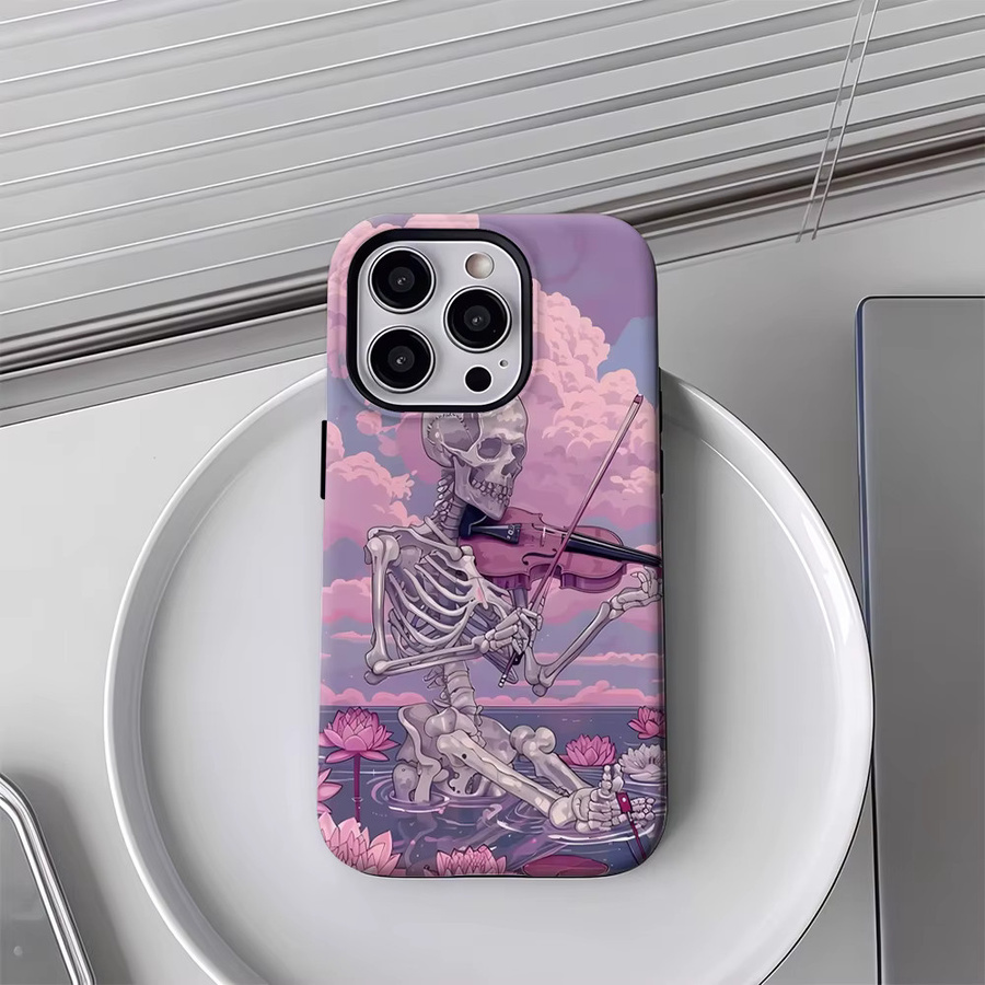 Skelett-Violinist Handyhülle für Apple iPhone 17 16 15 14 13 12 11 Pro Max Plus mit doppelschichtiger Rückseite - Bild 4