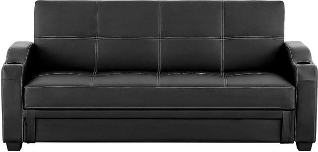 Vente-unique Schlafsofa Mirella in Schwarz mit Kunstlederbezug und Schlaffunktion - Bild 1