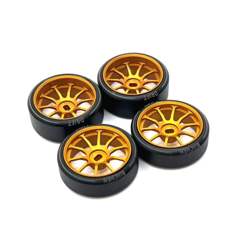 Wltoys Metallradnabe und Zugluft-Logo-Reifen Golden 1/28 RC Car Upgrade Wheels - Bild 2
