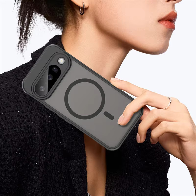 MagSafe kompatible Handyhülle für Google Pixel 11 10 Pro XL 12 7 8 9 Pro XL 10A 9A 8A Matte Armor Schutzhülle Transparent oder Schwarz - Bild 3