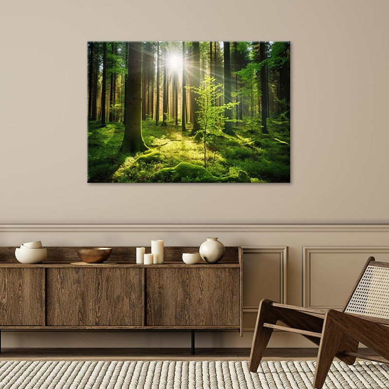Feeby Leinwanddruck Wald Bäume Natur Landschaft Grün B: 60 cm, H: 40 cm - Bild 3