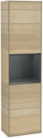 V&B Hochschrank Finion mit LED-Beleuchtung und Glastüren, Farbe Weiß, B/T/H: 41,8 x 0 cm x 151,6 cm - Bild 1