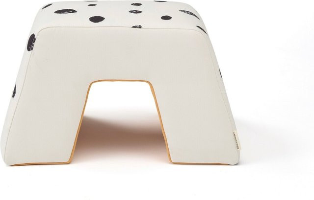 Kids Concept Kinder-Hocker Pippi Langstrumpf in Weiß mit gepunktetem Stoffbezug - Bild 1