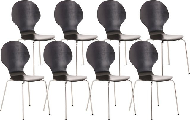 CLP Stapelstuhl Diego Konferenzstuhl mit Holzsitz und Metallgestell, 8er Set, Schwarz - Bild 1