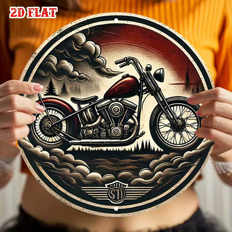 Rundes Aluminiumschild Potdemiel Adventure Spirit in Mehrfarbig mit rustikalem Motorrad-Design, Durchmesser: 20 cm - Bild 6