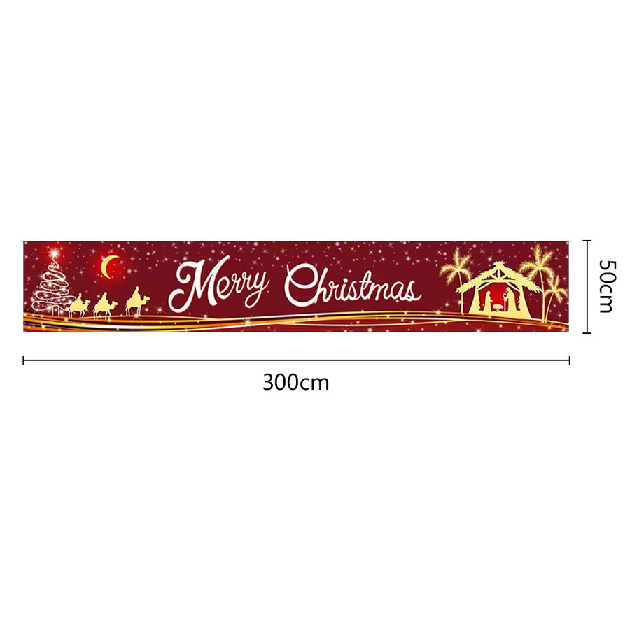 VIKAMA Frohe Weihnachten Banner als Weihnachtsdekoration für drinnen und draußen, Farbe: Rot, B/H: 200 x 40 cm - Bild 5