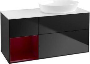 V&B Waschtischunterschrank Finion mit Wandbeleuchtung, Blau lackiert, B/T/H: 120 x 50,1 x 50,1 cm - Bild 1