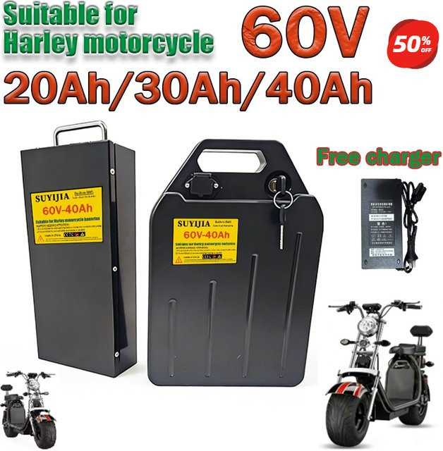 SUYIJIA Lithium-Batterie für Harley Citycoco 60V 30Ah-50Ah in Schwarz inklusive 67,2V-Ladegerät - Bild 1