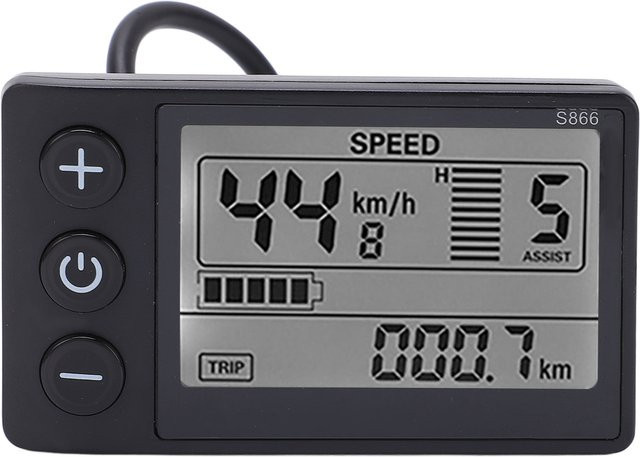 Qiilu S866 Elektrisches Fahrrad LCD Display Bedienpanel mit wasserdichtem Anschluss in Schwarz - Bild 1
