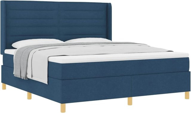 vidaXL Boxspringbett mit Matratze und Kopfteil in Blau, B/T/H: 180 x 200 x 128 cm - Bild 1