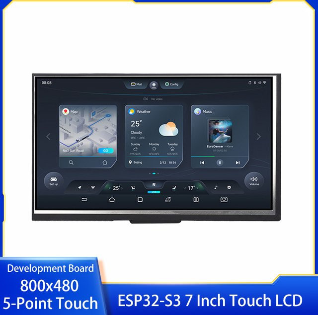 SHCHV ESP32-S3 7 Zoll Touch LCD Display Entwicklungsboard mit 800x480 Auflösung, 5-Punkt Touch, WiFi und Bluetooth in Schwarz für GUI LVGL - Bild 1