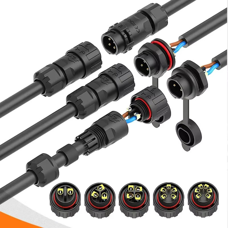 DIVEDEER Wasserdichter selbstsichernder Kabelstecker IP67 in Schwarz, lötfreier Luftfahrtstecker für M20 M16, 10–25 A, für Panel-Montage vorne oder hinten - Bild 5