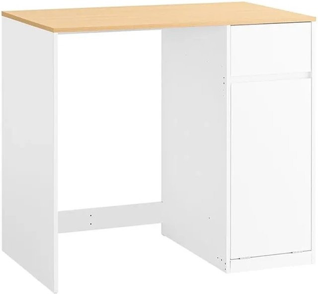SoBuy Waschmaschinenschrank mit Wäschekorb für Badezimmer und Waschküche, Weiß-Natur, B/T/H: 100 x 90 x 60 cm - Bild 1