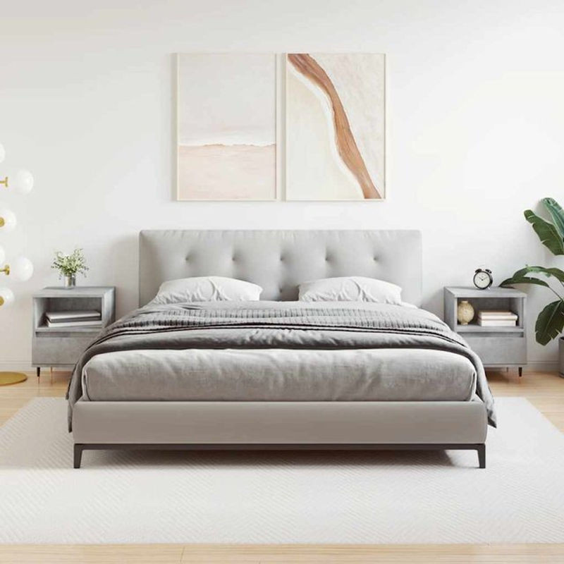 Vidaxl Nachttische 2er Set in Grau im modernen Design aus Beton und Metall, B/T/H: 40 x 35 x 50 cm - Bild 1