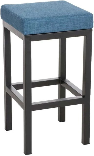 DELUKE Barhocker KIEL Barstuhl ohne Lehne in Blau mit Metallgestell und Polsterung, Höhe: 80 cm - Bild 1