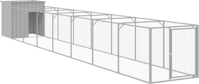Wetterfeste Hundehütte mit Auslauf von VD Home Furnishing aus verzinktem Metall in Hellgrau, B/T/H: 813 x 110 x 110 cm - Bild 1
