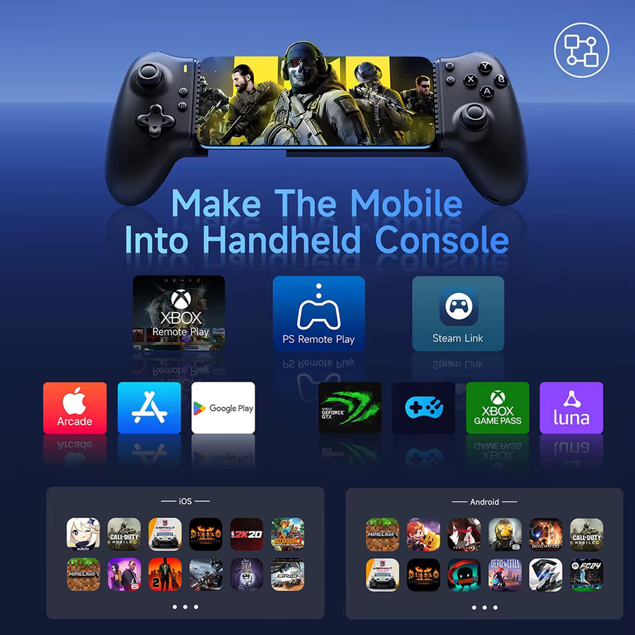 EasySMX M15 Bluetooth Gamepad Clip-On Mobiler Controller für Smartphones in Schwarz, Kabelloser Joystick für Android, iOS und Cloud Gaming sowie Xbox Game Pass - Bild 2