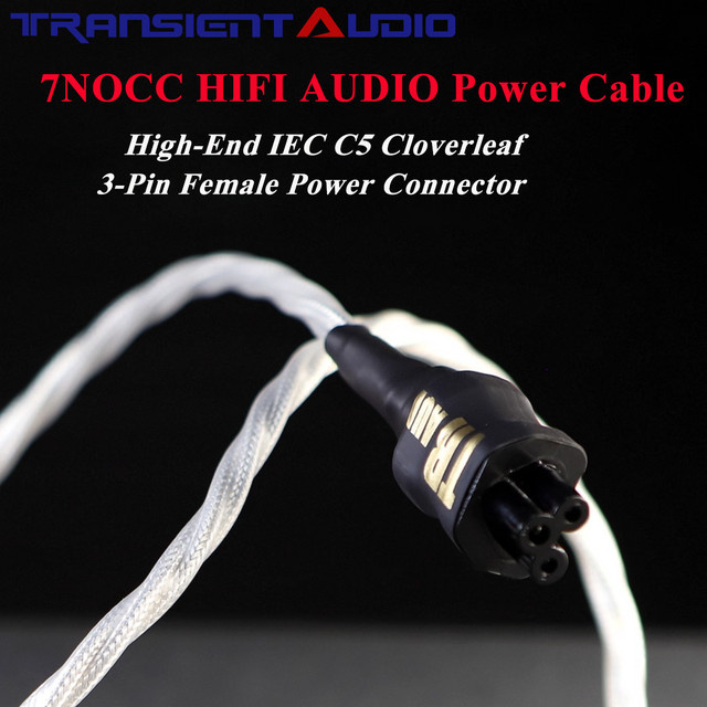 TRANSIENTHI-FI AUDIO HIFI versilbertes IEC C5 Cloverleaf-Stromkabel in Silber für audiophile Qualität - Bild 1